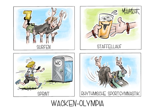 Cartoon: Wacken-Olympia (medium) by Mirco Tomicek tagged olympia,olympische,spiele,olympisch,spiel,paris,wacken,festival,heavy,metal,metalvestival,musik,rain,or,shine,hard,rock,cartoon,karikatur,pressekarikatur,mirco,tomicek,olympia,olympische,spiele,olympisch,spiel,paris,wacken,festival,heavy,metal,metalvestival,musik,rain,or,shine,hard,rock,cartoon,karikatur,pressekarikatur,mirco,tomicek