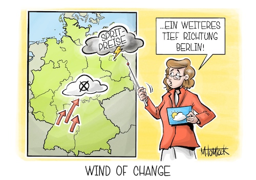 Cartoon: Wind of Change (medium) by Mirco Tomicek tagged landtagswahl,landtagswahlen,wahl,wahlen,wahlergebnisse,baden,württemberg,spd,union,koalition,koalitionsausschuss,kabinett,kabinettssitzung,öl,ölreserven,reserven,sprit,spritpreise,benzin,benzinpreise,tankstelle,tanken,abstieg,karikatur,pressekarikatur,cartoon,mirco,tomicek,landtagswahl,landtagswahlen,wahl,wahlen,wahlergebnisse,baden,württemberg,spd,union,koalition,koalitionsausschuss,kabinett,kabinettssitzung,öl,ölreserven,reserven,sprit,spritpreise,benzin,benzinpreise,tankstelle,tanken,abstieg,karikatur,pressekarikatur,cartoon,mirco,tomicek