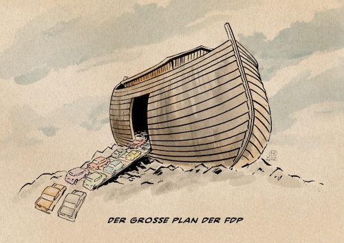 Cartoon: Der große Plan (medium) by Guido Kuehn tagged fdp,wissing,mobilität,klima,umwelt,fdp,wissing,mobilität,klima,umwelt