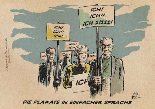Cartoon: Die Plakate in einfacher Sprache (medium) by Guido Kuehn tagged covid,corona
