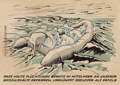Cartoon: Erfolg in der Flüchtlingskrise (medium) by Guido Kuehn tagged seehofer,migration,mittelmeer,flüchtlinge,seehofer,migration,mittelmeer,flüchtlinge