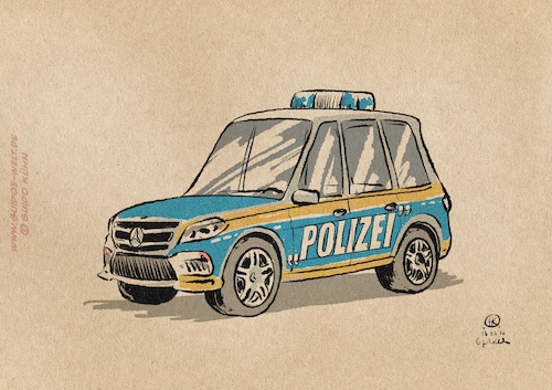 Cartoon: Polizei in Anführungszeichen (medium) by Guido Kuehn tagged stuttgart,rassismus,polizei,stuttgart,rassismus,polizei