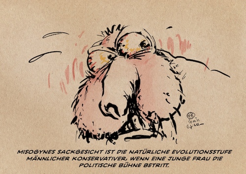 Cartoon: Sackgesichtigkeit (medium) by Guido Kuehn tagged konservative,misogynie,frauenfeindlichkeit,politik,konservative,misogynie,frauenfeindlichkeit,politik