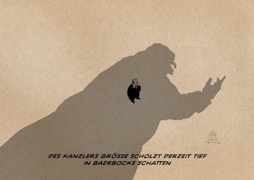 Cartoon: Schattenkanzler (medium) by Guido Kuehn tagged baerbock,scholz,baerbock,scholz