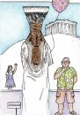 Cartoon: acropolis museum (small) by oursoula tagged acropolis,museum,marbles,caryatis,statue,ballon