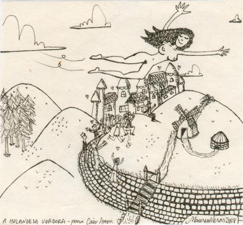 Cartoon: The flying dutch lady (medium) by mauren tagged lady,flying,naked,dutch,amsterdam