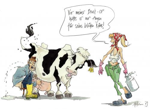 Cartoon: Brust-OP (medium) by Jörg Halsema tagged brust,milch,bauer,melken,girl