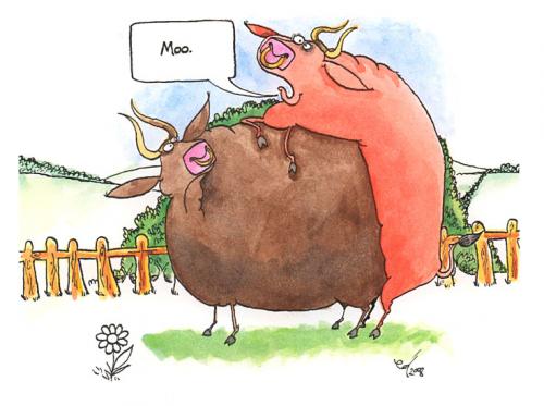 Cartoon: Time to get a cow? (medium) by dotmund tagged bull,field,cow
