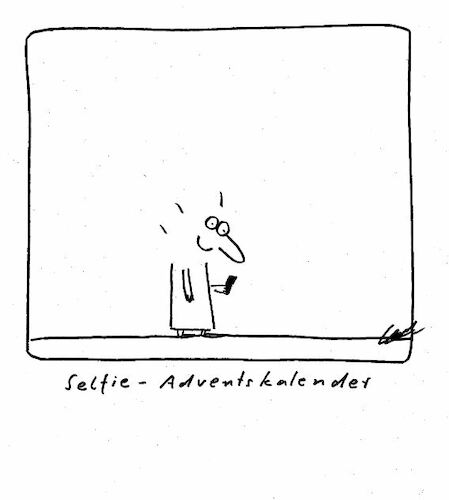 Cartoon: - (medium) by CarolGillert tagged selfie,adventskalender,vorfreude,mala