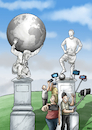 Cartoon: Heroes (small) by miguelmorales tagged heroes,football,statues,fans,doctor