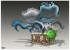 Cartoon: Pandora Box (small) by miguelmorales tagged pandora,coronavirus,open,fear,xenophobia,chaos,war,crisis