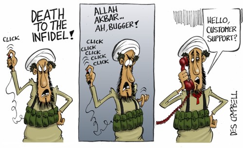 Cartoon: Ka-Boom or not Ka-boom! (medium) by campbell tagged terrorist,bomb,helpline,ka,boom