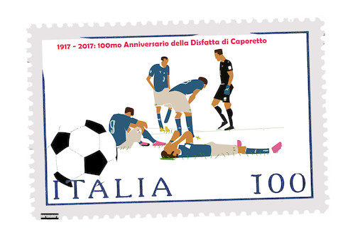 Cartoon: 100th Anniversary of Caporetto (medium) by nerosunero tagged soccer,football,italy,sweden,world,cup,caporetto,anniversary