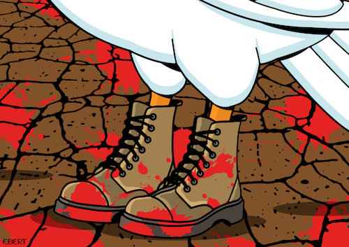 Cartoon: Boots on the ground (medium) by Enrico Bertuccioli tagged war,peace,peacedove,peacetalks,dialogue,peacedialogue,negotiations,bootsontheground,military,safety,security,victims,civlians,bloodypeace,political,politicalcartoons,politicalcartoon,editorialcartoon,editorialcartoons,war,peace,peacedove,peacetalks,dialogue,peacedialogue,negotiations,bootsontheground,military,safety,security,victims,civlians,bloodypeace,political,politicalcartoons,politicalcartoon,editorialcartoon,editorialcartoons