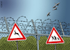 Cartoon: Border signals (small) by Enrico Bertuccioli tagged migrants,immigrants,refugees,border,political,government,global,europe,wall,restriction,intolerance,racism,crisis,migrantcrisis,war,famine,persecution,clandestine,security,safety,humanbeings,humanrights,homeland
