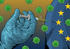 Cartoon: EU and vaccine (small) by Enrico Bertuccioli tagged covid19,coronavirus,virus,pandemic,crisis,health,safety,society,people,medicine,cure,science,vaccine,eu,europe,government,lockdown,viral,flu,influence,immunity,business,epidemics