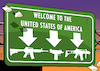 Cartoon: Welcome to the USA (small) by Enrico Bertuccioli tagged bloodshed,guns,violence,gunviolence,usa,victims,humanbeings,safety,security,life,death,government,political,weapons,ban,society,people,family,children,education,nra,school,shooting,massshooting,money,business,fanaticism,protection,anxiety