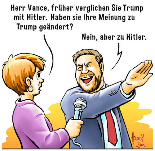 Cartoon: Heil Trump (medium) by Harald Juch tagged harald,juch,donald,trump,vance,vizepräsident,usa,wahlkampf,hitlervergleich