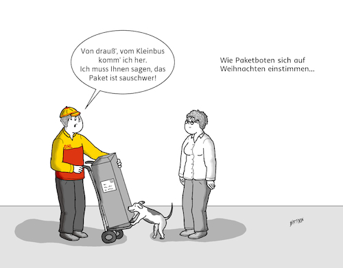 Cartoon: Einstimmen auf Weihnachten (medium) by Birtoon tagged paketbote,weihnachten