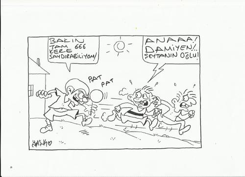 Cartoon: 666-omen (medium) by yasar kemal turan tagged damien