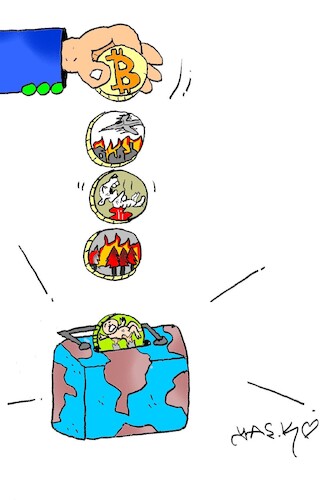 Cartoon: apocalypse coins (medium) by yasar kemal turan tagged apocalypse,coins
