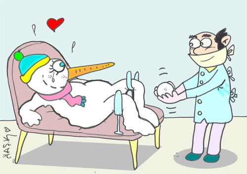 Cartoon: love (medium) by yasar kemal turan tagged snowman,snowball,love,birth
