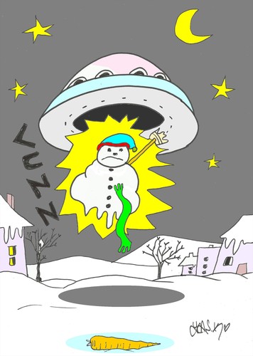 Cartoon: carrots (medium) by yasar kemal turan tagged winter,abduction,alien,ufo,snowman,love,carrots