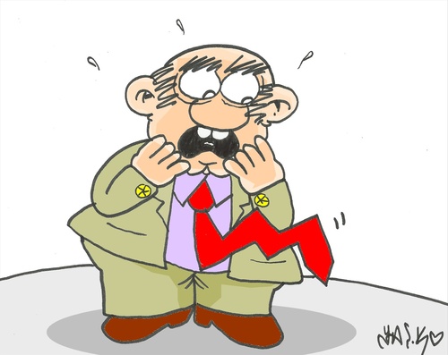 Cartoon: damage (medium) by yasar kemal turan tagged indicator,capital,rich,economy,damage,tie