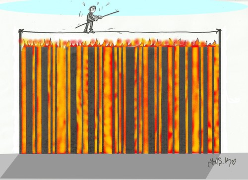 Cartoon: expensive shopping (medium) by yasar kemal turan tagged rich,poor,poverty,fire,barcode,shopping,expensive