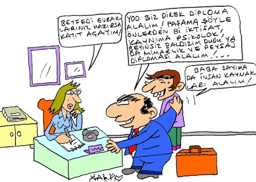 Cartoon: fake diploma (medium) by yasar kemal turan tagged fake,diploma