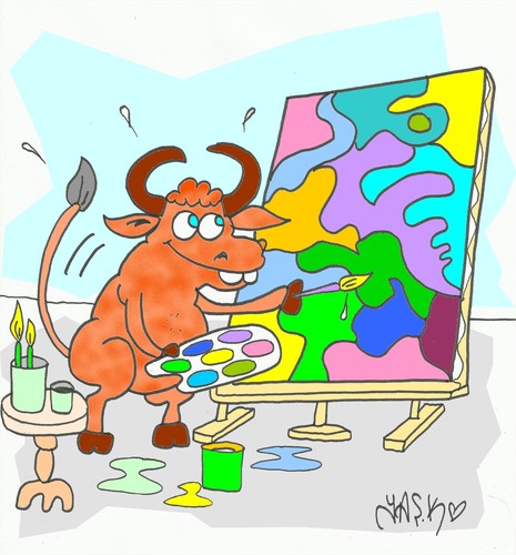 Cartoon: Favorite colors (medium) by yasar kemal turan tagged red,bull,picture,colors,love