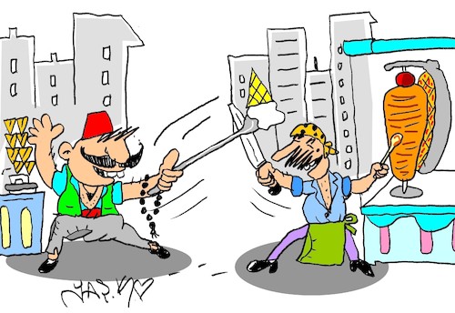 Cartoon: friendship of the workers (medium) by yasar kemal turan tagged friendship,of,the,workers