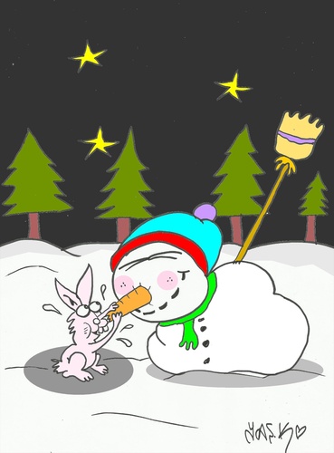 Cartoon: help (medium) by yasar kemal turan tagged carrots,snowman,love,rabbit,help