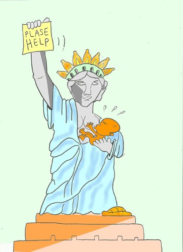 Cartoon: help africa (medium) by yasar kemal turan tagged us,liberty,of,statue,hunger,africa,help