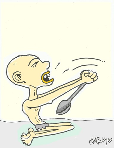 Cartoon: hunger (medium) by yasar kemal turan tagged hunger,spoon,africa