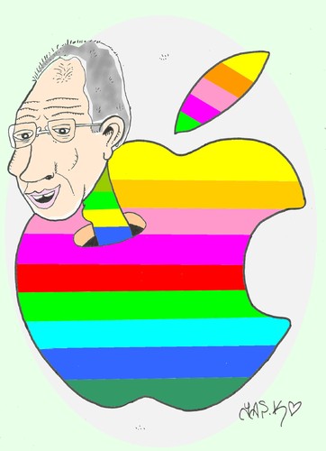 Cartoon: jobs-apple (medium) by yasar kemal turan tagged apple,jobs,iphone