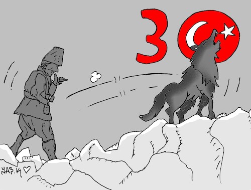 Cartoon: Kocatepe wolf (medium) by yasar kemal turan tagged kocatepe,wolf