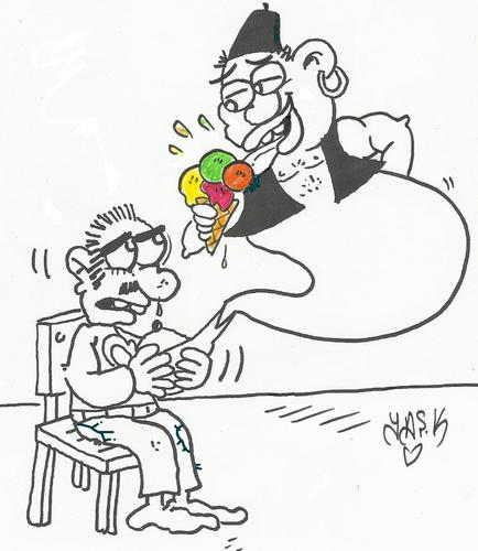 Cartoon: Lazy genie (medium) by yasar kemal turan tagged genie,lazy
