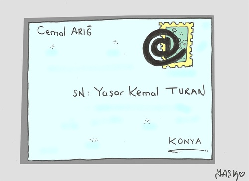 Cartoon: letter-mektup (medium) by yasar kemal turan tagged internet,computer,atsign,letter