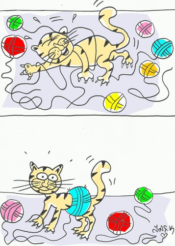 Cartoon: love balls (medium) by yasar kemal turan tagged love,balls,cat