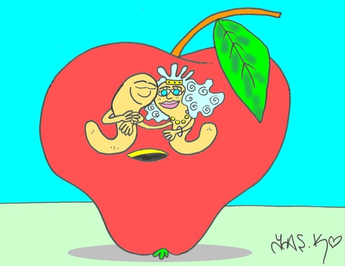 Cartoon: marriage (medium) by yasar kemal turan tagged marriage,apple,worm,love,founded
