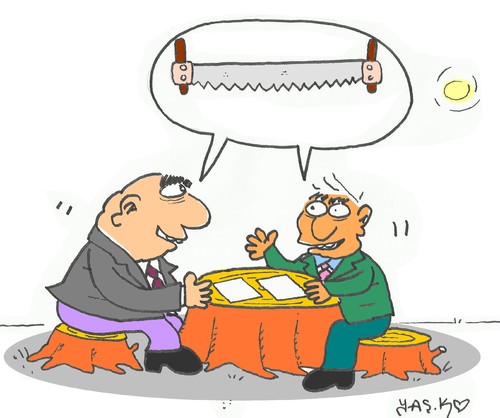 Cartoon: negotiation table (medium) by yasar kemal turan tagged negotiation,table