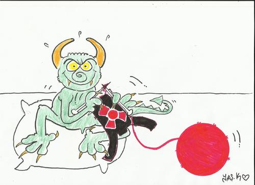 Cartoon: nuclear devil (medium) by yasar kemal turan tagged japan,devil,nuclear
