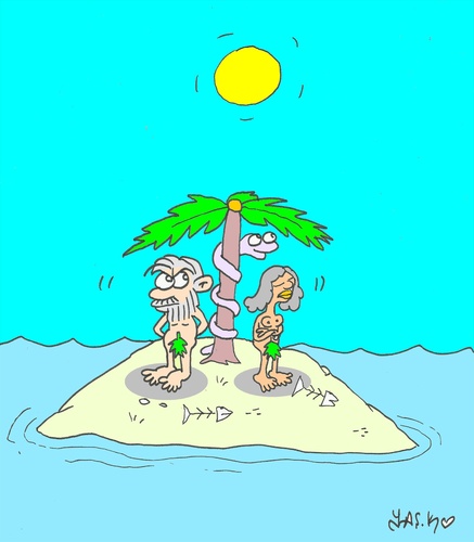 Cartoon: offended (medium) by yasar kemal turan tagged offended,adam,eve,love,island