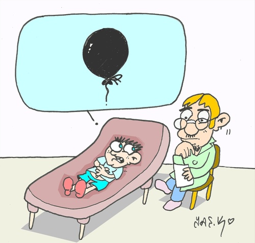 Cartoon: problem (medium) by yasar kemal turan tagged child,problem,psychology,psychiatry,black,balloon,love