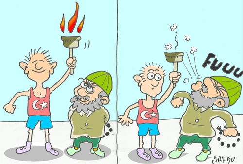 Cartoon: religious oppression (medium) by yasar kemal turan tagged religious,oppression,turkey