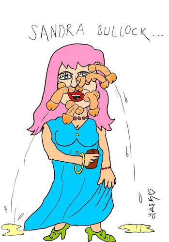 Cartoon: Sandra Bullock (medium) by yasar kemal turan tagged sandra,bullock