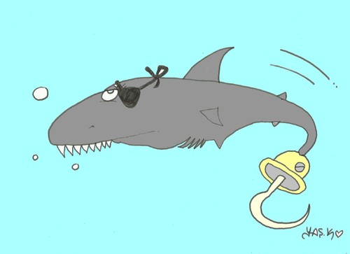 Cartoon: shark (medium) by yasar kemal turan tagged sea,shark,pirate