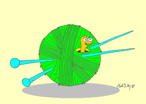 Cartoon: skein (medium) by yasar kemal turan tagged love,skewer,yarn,rope,worm,skein