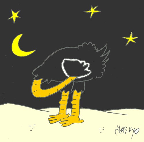 Cartoon: sleep (medium) by yasar kemal turan tagged sleep,ostrich